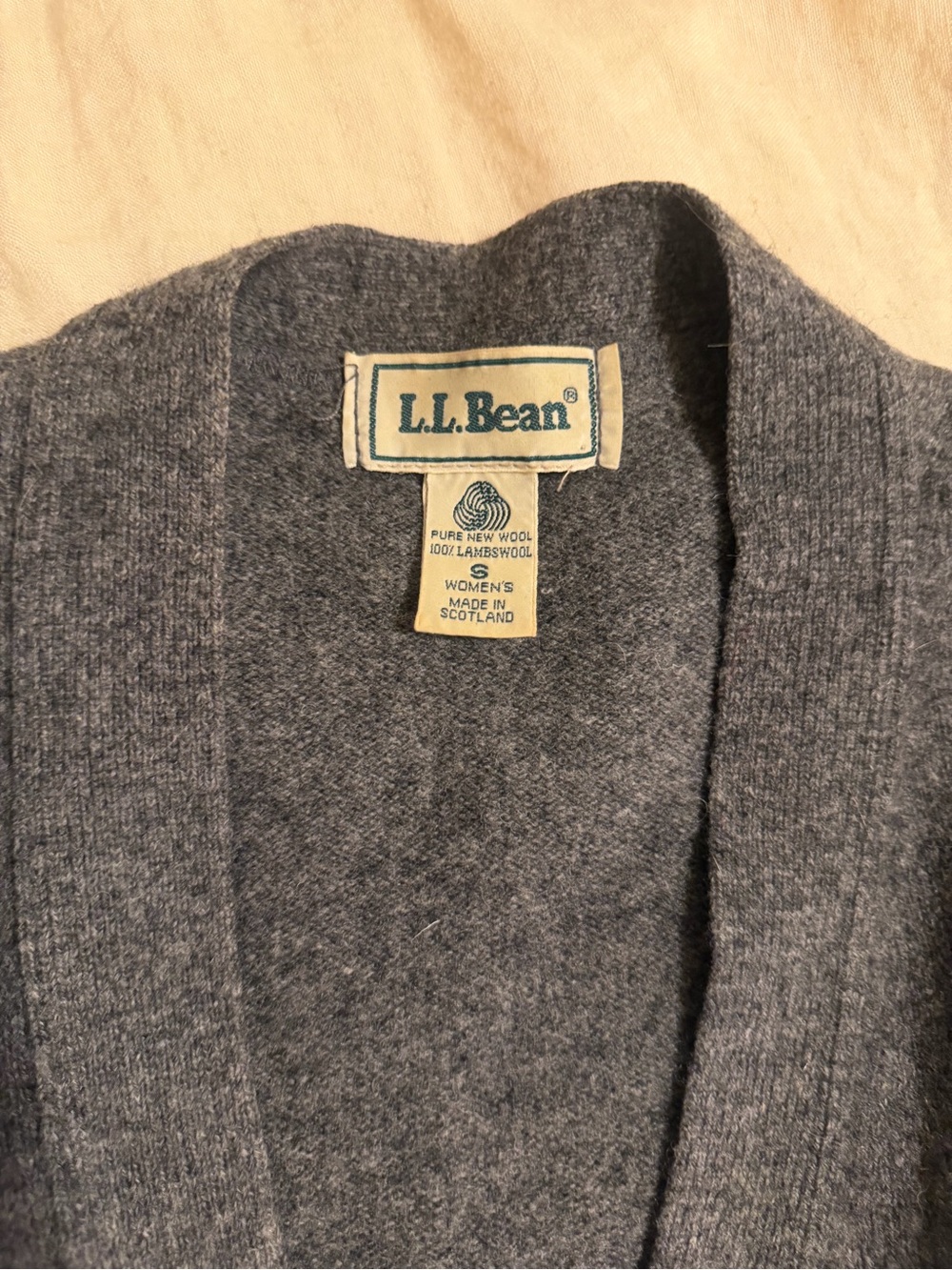L.L.Bean Women's Charcoal Gray Lambswool Shawl Collar Cardigan